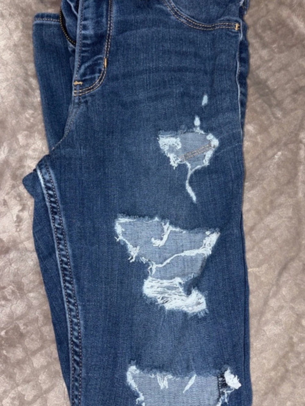 Hollister Women's Skinny Ripped Jeans - Dark Blue